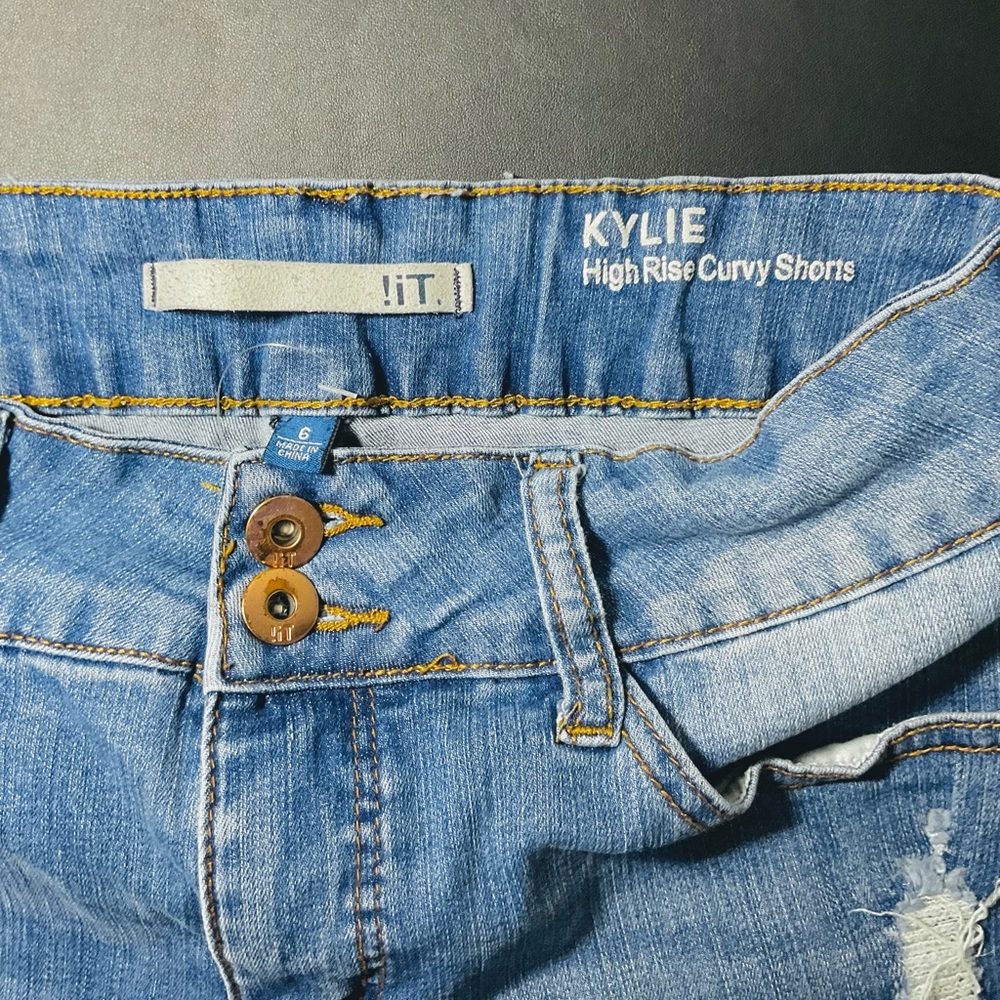 Blue Distressed Denim Shorts - Picture 7 of 8